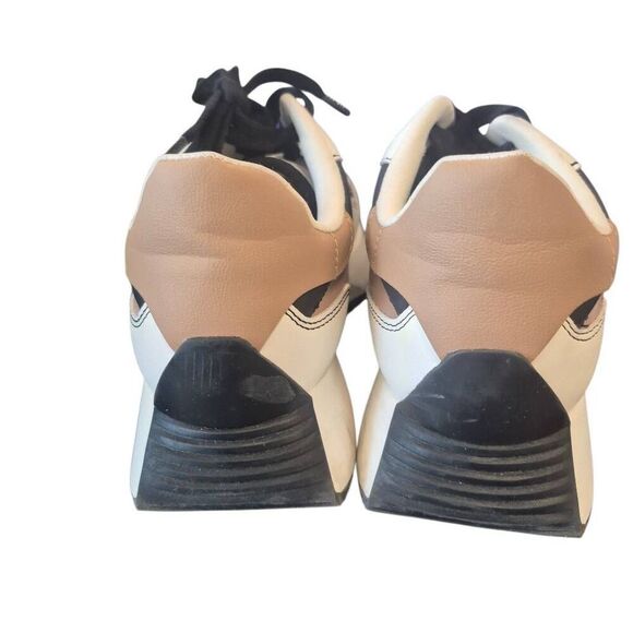 Steve Madden Women's White/Tan/Black Faux Leather Julez Platform Tea Sneakers - Picture 5 of 12